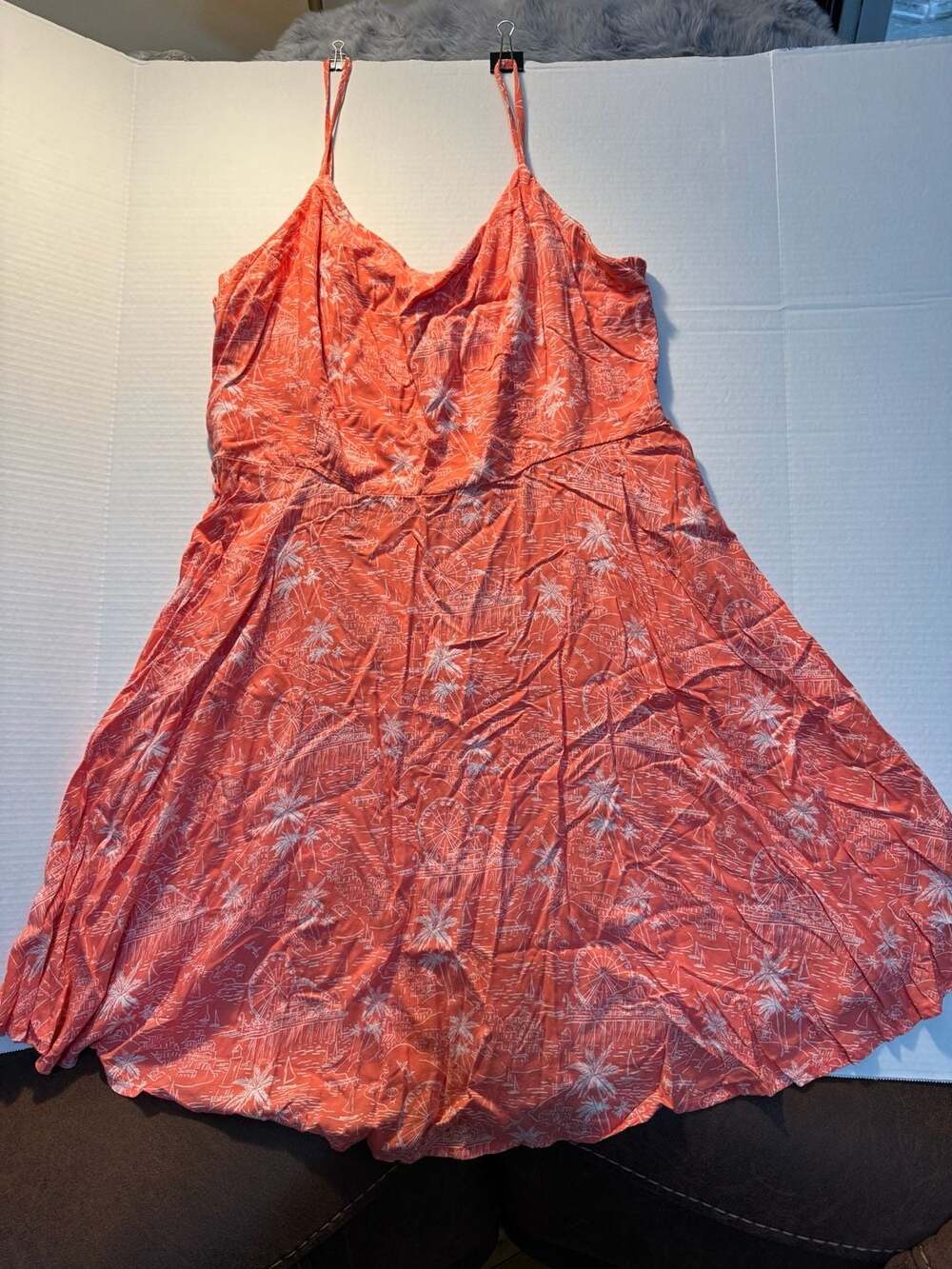 Old Navy Cami Dress Size XL Coral Beach Print Viscose Sundress
